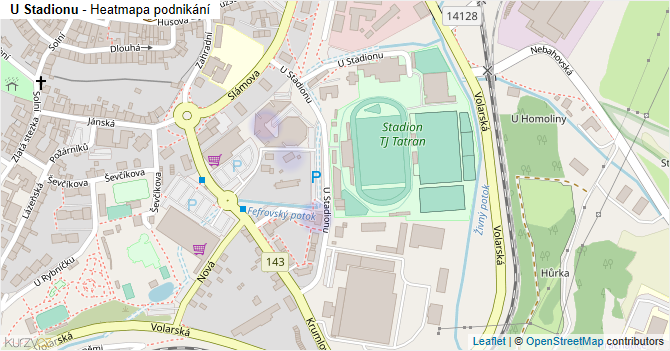 U Stadionu - mapa podnikání