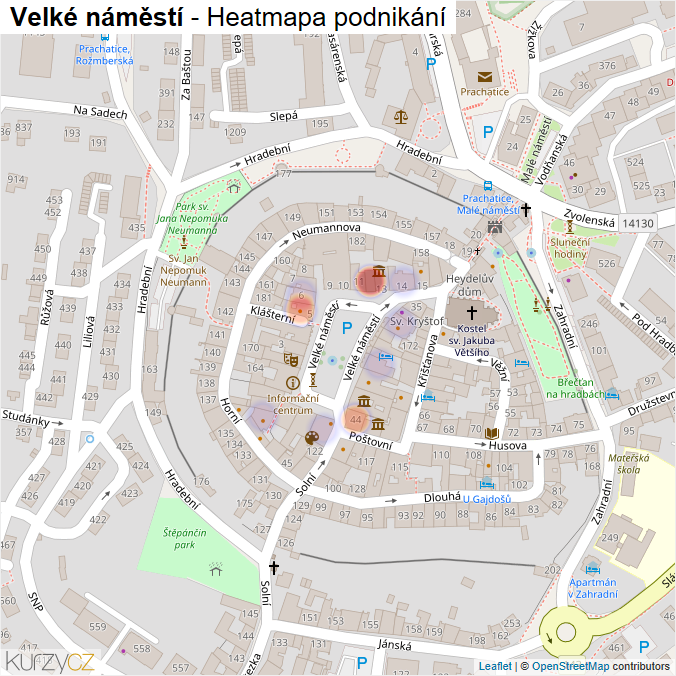 Mapa Velké náměstí - Firmy v ulici.