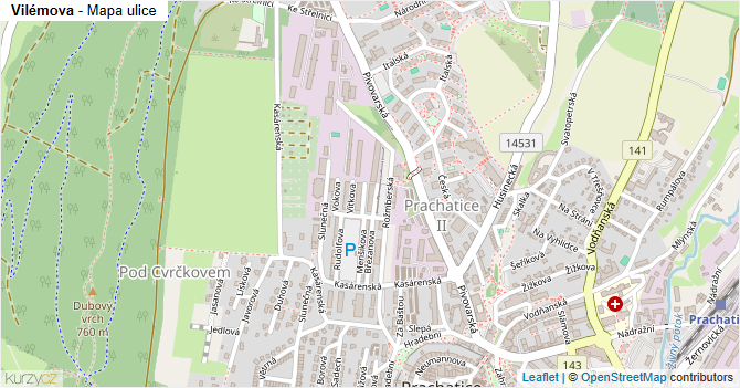 Vilémova - mapa ulice