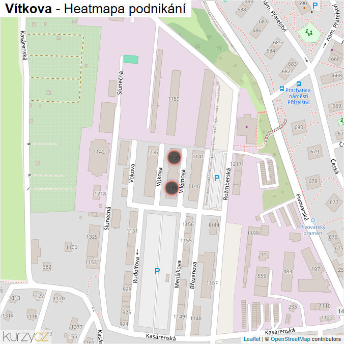 Mapa Vítkova - Firmy v ulici.