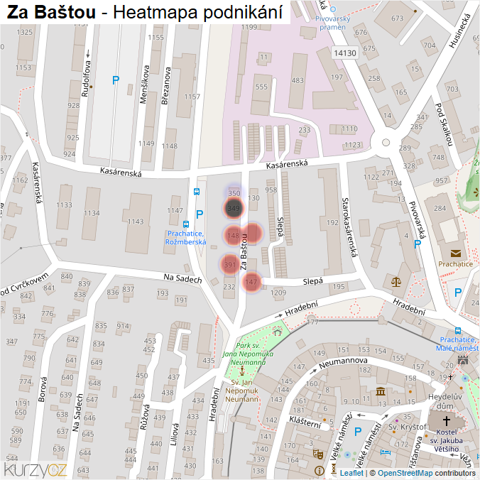 Mapa Za Baštou - Firmy v ulici.