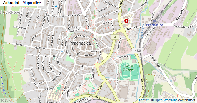 Zahradní - mapa ulice