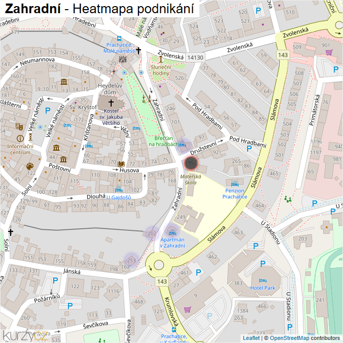 Mapa Zahradní - Firmy v ulici.