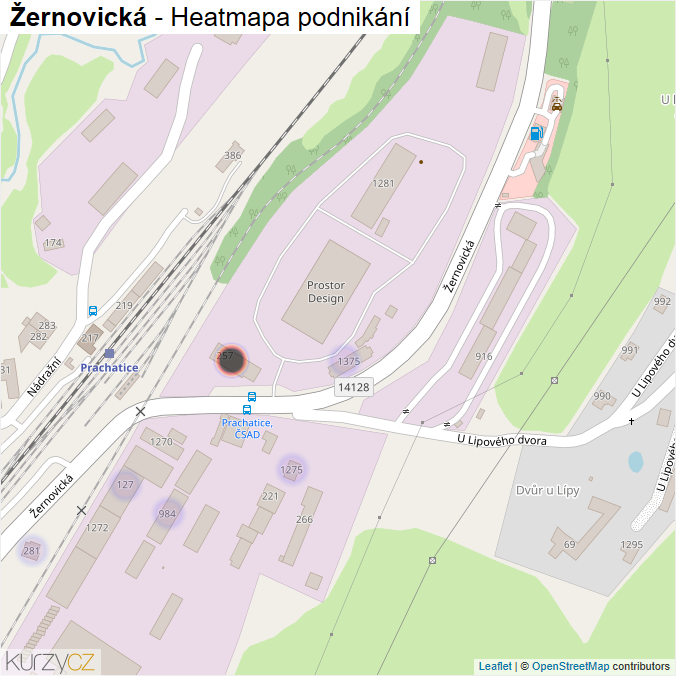 Mapa Žernovická - Firmy v ulici.