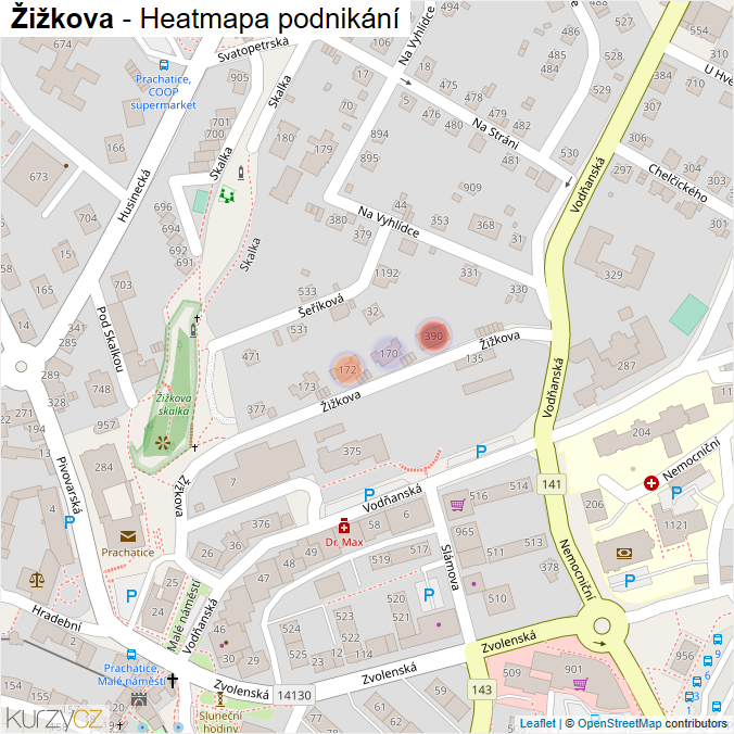 Mapa Žižkova - Firmy v ulici.