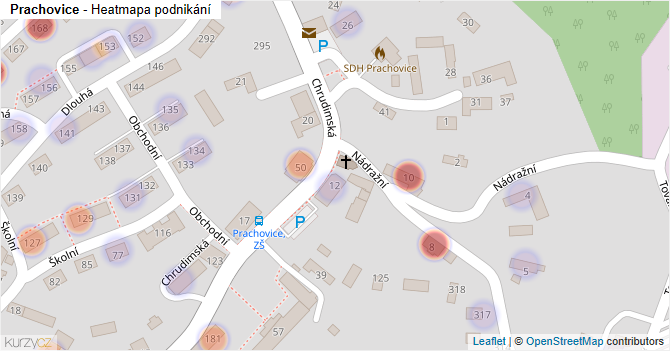 Prachovice - mapa podnikání