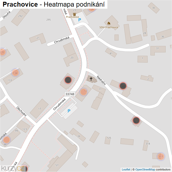 Mapa Prachovice - Firmy v obci.