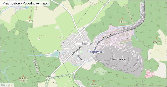 Prachovice - záplavové mapy stoleté vody
