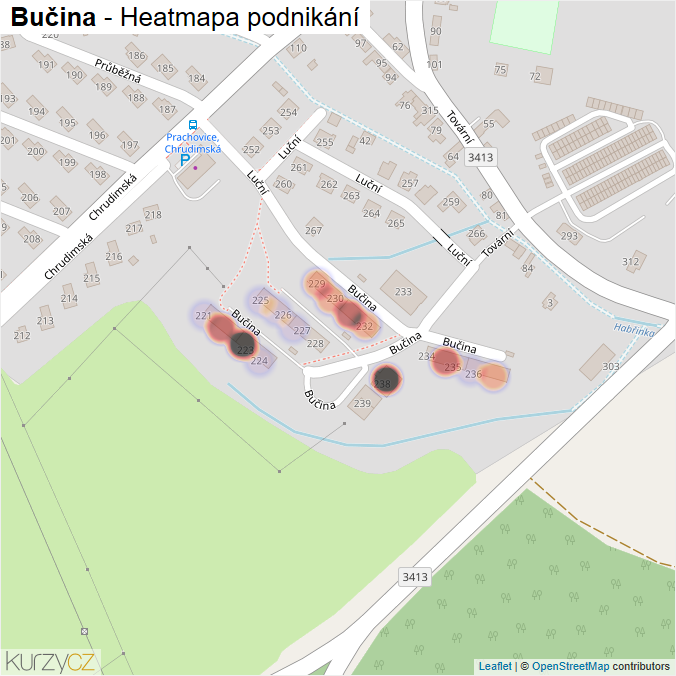 Mapa Bučina - Firmy v ulici.
