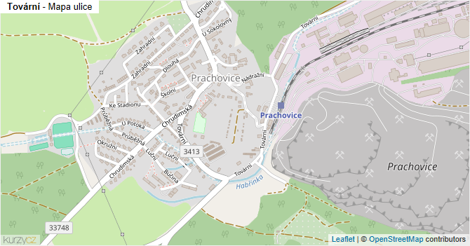 Tovární - mapa ulice