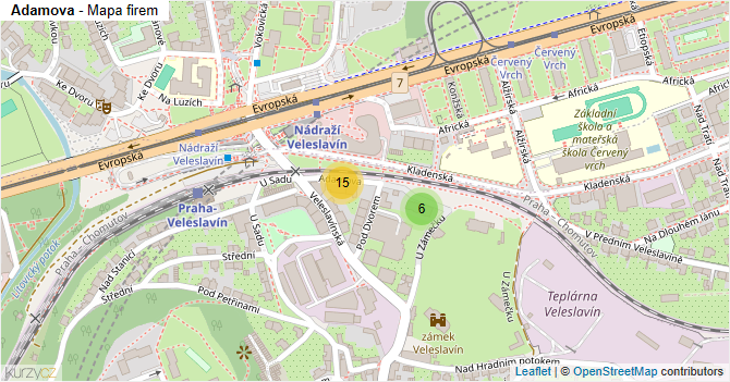 Adamova - mapa firem