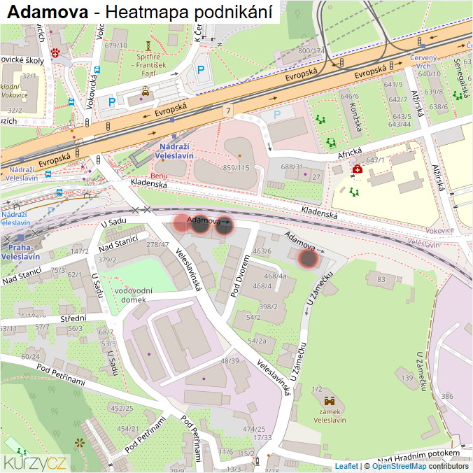Mapa Adamova - Firmy v ulici.