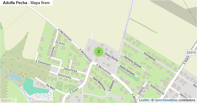 Adolfa Pecha - mapa firem