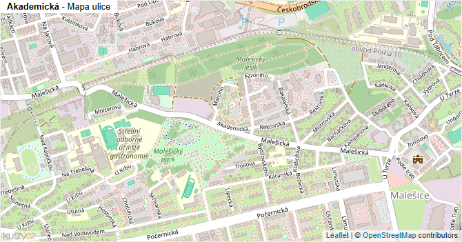 Akademická - mapa ulice