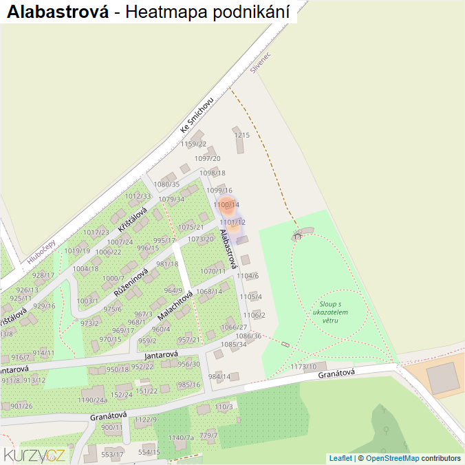 Mapa Alabastrová - Firmy v ulici.