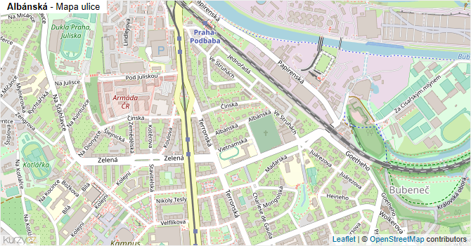 Albánská - mapa ulice