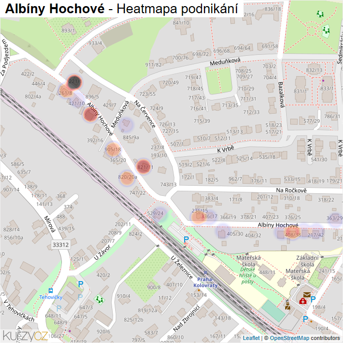 Mapa Albíny Hochové - Firmy v ulici.