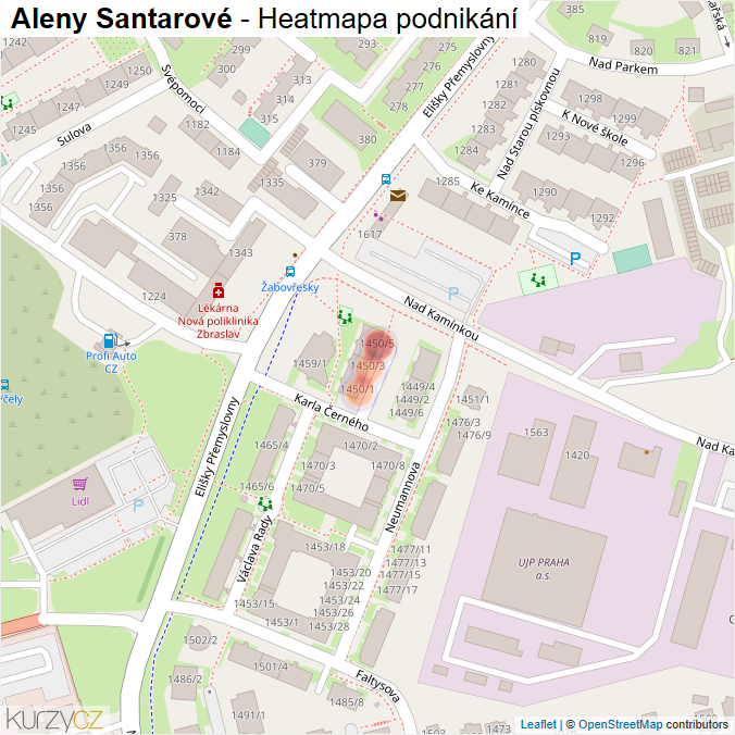 Mapa Aleny Santarové - Firmy v ulici.