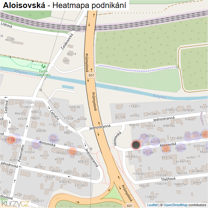 Mapa Aloisovská - Firmy v ulici.
