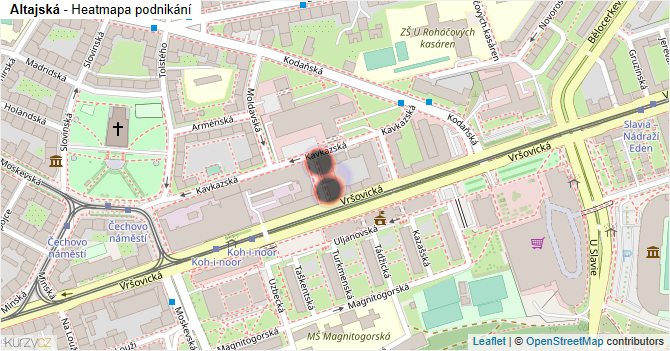 Altajská - mapa podnikání