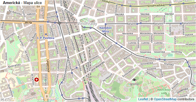 Americká - mapa ulice
