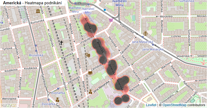 Americká - mapa podnikání