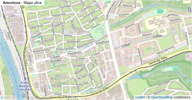 Amortova - mapa ulice