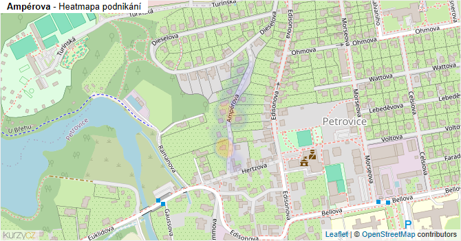 Ampérova - mapa podnikání