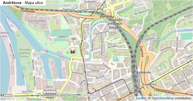 Andrštova - mapa ulice