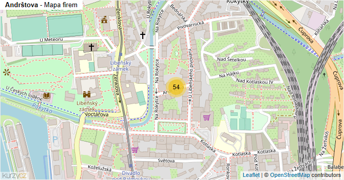 Andrštova - mapa firem