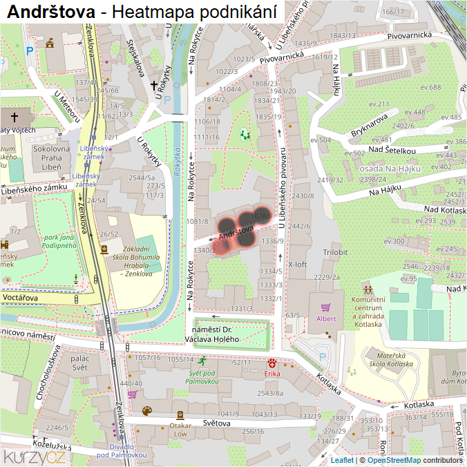 Mapa Andrštova - Firmy v ulici.