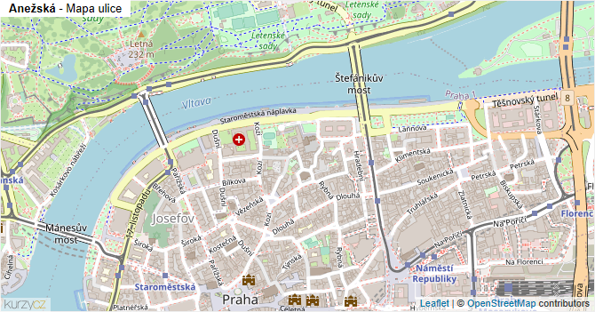 Anežská - mapa ulice