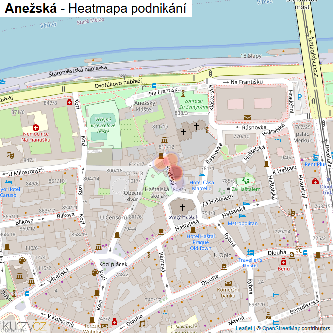 Mapa Anežská - Firmy v ulici.