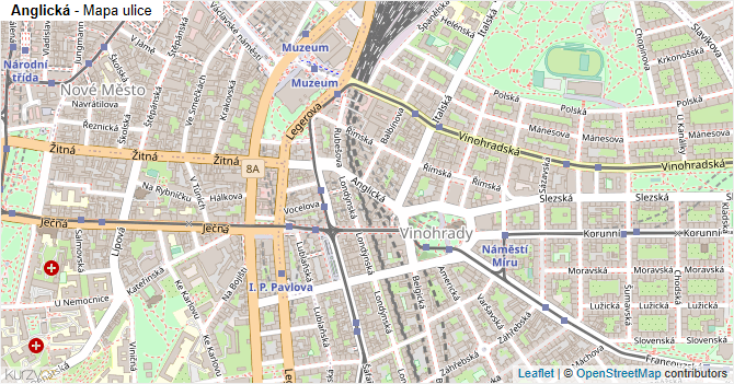 Anglická - mapa ulice