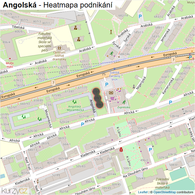 Mapa Angolská - Firmy v ulici.