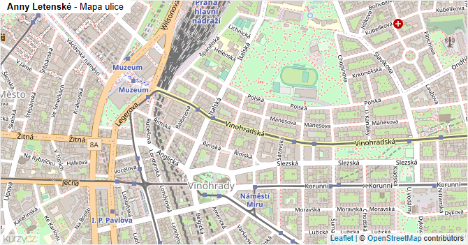 Anny Letenské - mapa ulice