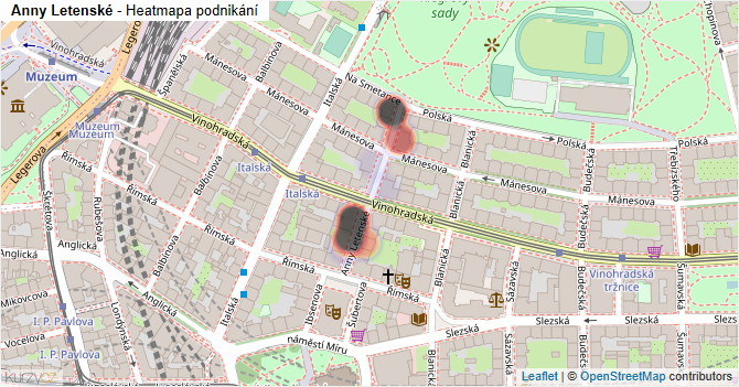 Anny Letenské - mapa podnikání