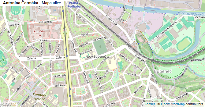Antonína Čermáka - mapa ulice