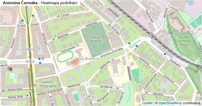 Antonína Čermáka - mapa podnikání