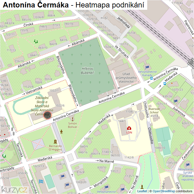 Mapa Antonína Čermáka - Firmy v ulici.