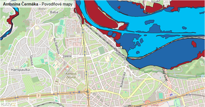 Antonína Čermáka - záplavové mapy stoleté vody