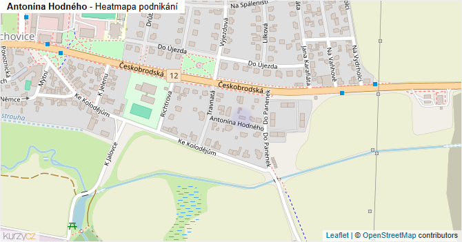 Antonína Hodného - mapa podnikání