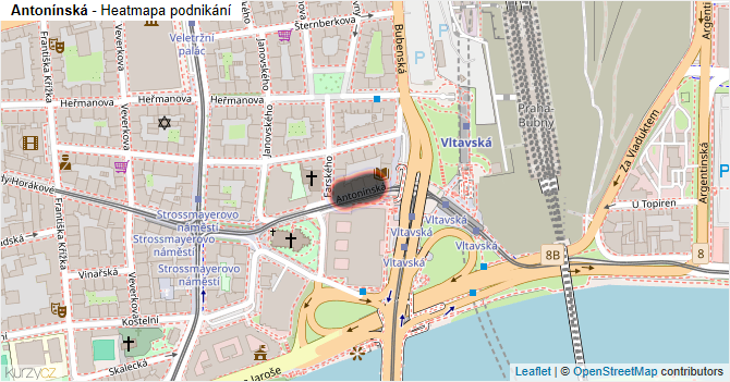 Antonínská - mapa podnikání