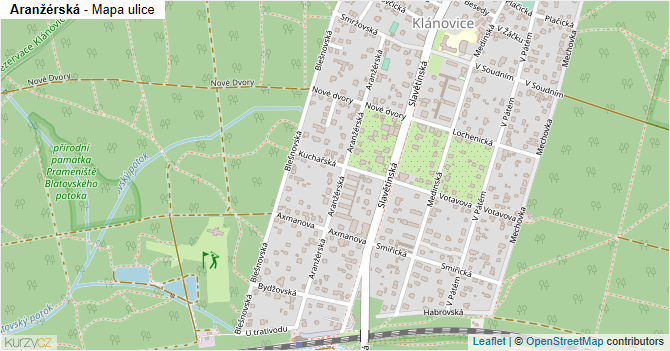 Aranžérská - mapa ulice