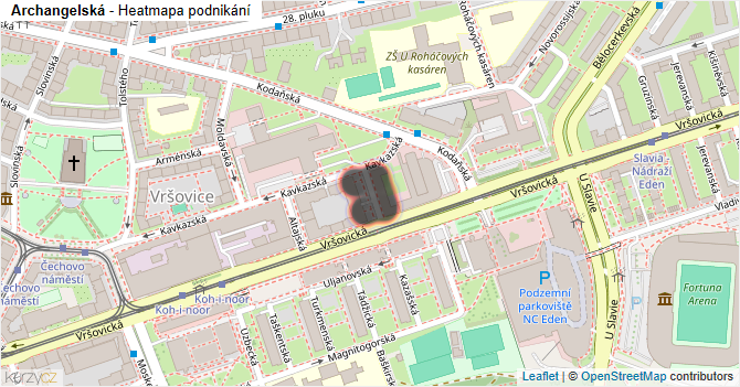 Archangelská - mapa podnikání