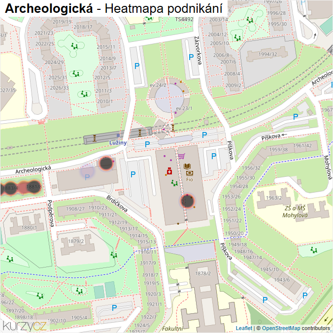 Mapa Archeologická - Firmy v ulici.