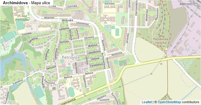 Archimédova - mapa ulice