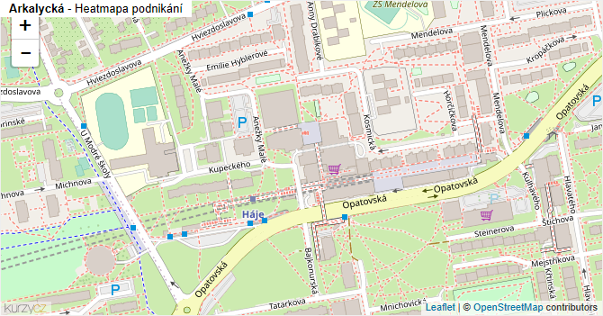 Arkalycká - mapa podnikání