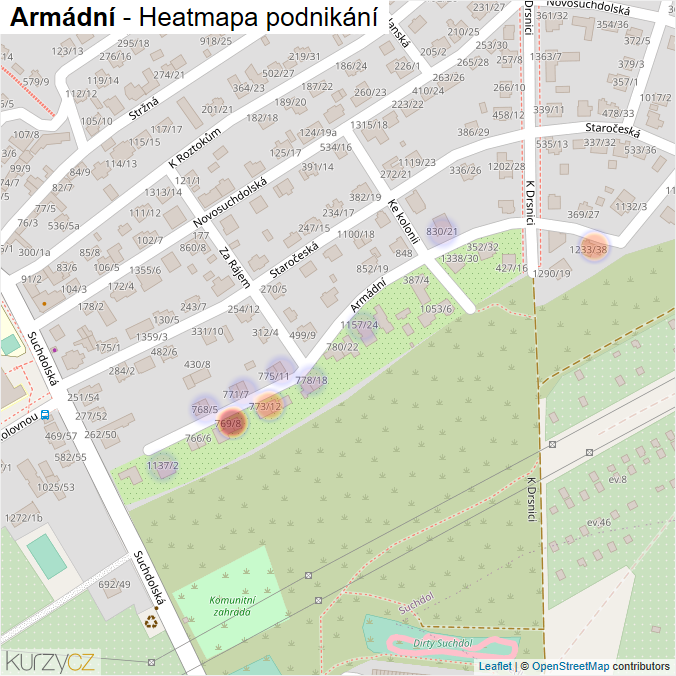 Mapa Armádní - Firmy v ulici.