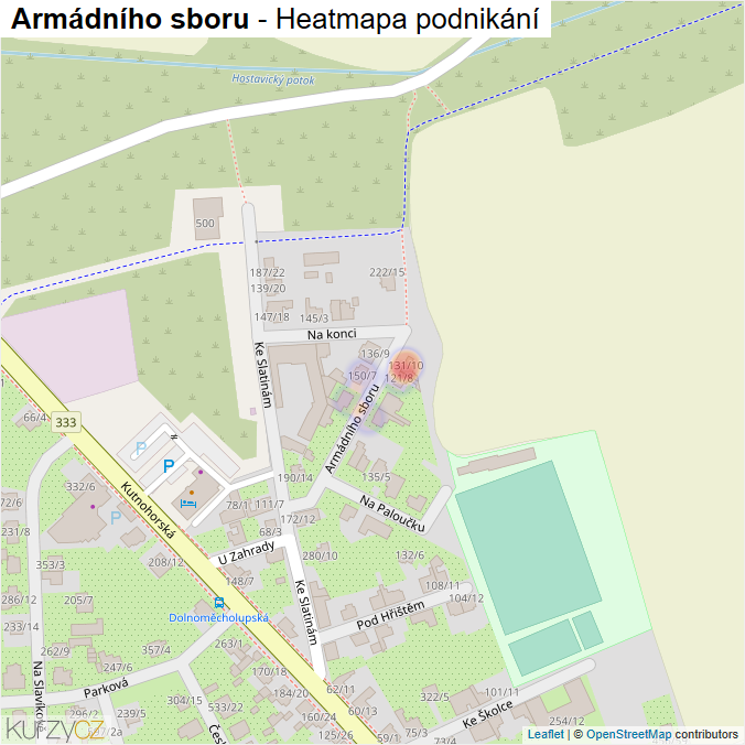 Mapa Armádního sboru - Firmy v ulici.